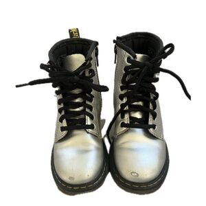 Silver Lace-Up Boots Dr. Martens